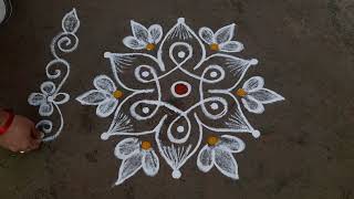 simple and easy rangoli design 32dots small beautiful kolam daily muggulu Anusworld [upl. by Atteynek]