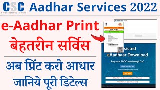 CSC eAadhar print service 2022  csc se aadhar card download amp print kaise kare  PAC Code kya hai [upl. by Eimac953]