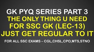 GK PYQ SERIES PART 3  LECTURE 13  PARMAR SSC [upl. by Otiv]