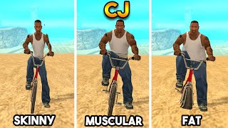 SKINNY CJ VS MUSCULAR CJ VS FAT CJ GTA SAN ANDREAS COMPARISON [upl. by Allehc]