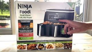 NINJA Foodi Dual Zone 76L AIR FRYER UNBOXING amp FIRST USE [upl. by Akirehc]