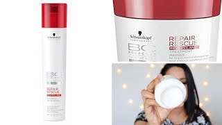 Smoothened Hair Care  Schwarzkopf BC Bonacure Repair Rescue Reversilane Shampoo amp Mask Review [upl. by Skier]