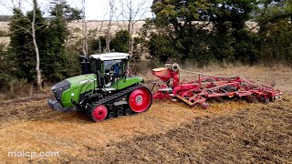 4k Fendt 943 Vario MT and Väderstad Topdown 500 cultivator seed drill combo drilling OSR [upl. by Bristow]