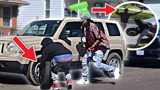 Stealing Car Tires Prank Gone Wrong Got Arrested [upl. by Naerb]