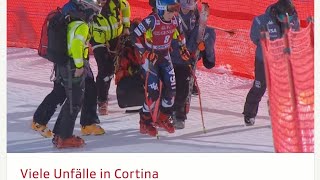 Ski Alpin Crashes at Womens Downhill in Cortina dAmpezzo 2024 [upl. by Nuj]