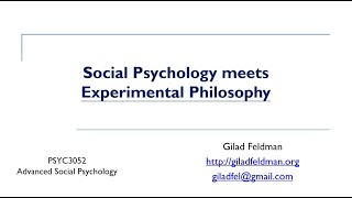 Experimental philosophy Philosophy meets social psychology  Week 10 ASP 2024 [upl. by Shepperd]