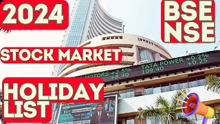 BSE  NSE Holiday List 2024  Holiday List of Stock Exchanges holidaylist [upl. by Llenrod]