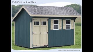 10x20 Saltbox Shed Plans  Blueprints For Backyard Storage Shed [upl. by Artcele234]