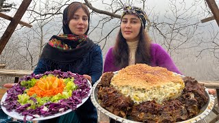 How to cook an authentic Iranian dish with sheeps neck Vegetable pilaf with neck [upl. by Ahsiekahs]