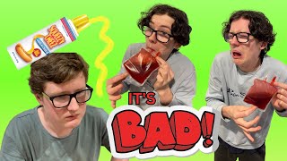 BRAYDEN DRINKS BLOOD  SQUEEZY CHEESE MAKES MATT VOMIT  ONE COLOUR FOOD CHALLENGE [upl. by Fredric]