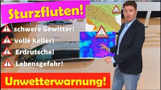 Alarmstufe ROT Erneut Lebensgefahr durch schwere Sturzfluten und Gewitter Starke Unwetter bis Juni [upl. by Ahsyt]