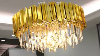 How To Install a crystal gold Chandelier in Living Dining Room [upl. by Meras]