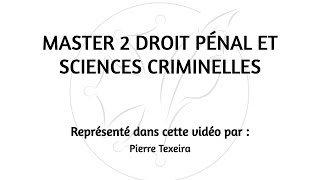 M2 Droit pénal et sciences criminelles UT1 [upl. by Minda894]