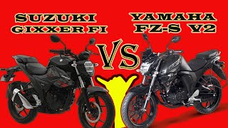 Yamaha FZS V2 VS New Suzuki Gixxer fi abs Comparison amp User Review  Which is best for you [upl. by Arym250]