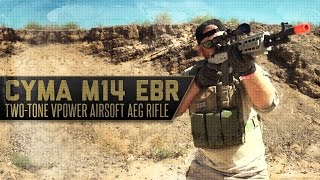 CYMA M14 EBR VPower Airsoft AEG Rifle  TWOTONE  AMSTV [upl. by Nire]