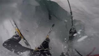 Helmet Cam Captures Skier Falling Into Glacial Crevasse [upl. by Eirok]