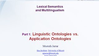 Jarrar Lexical Semantics and Multilingualism Part 15 [upl. by Eintihw]