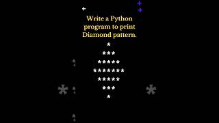 Diamond pattern using pythonInterview questionpython3 coding pythonforbeginners [upl. by Ecnatsnok]