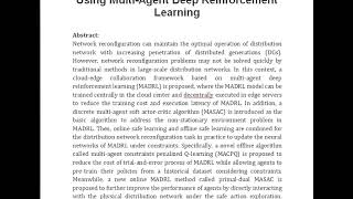 A Cloud Edge Collaboration Solution for Distribution Network Reconfiguration Using Multi Agent Deep [upl. by Mauralia]
