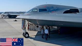 US Air Force B2 Spirit bombers Joint military exercises in Australia [upl. by Eartha960]