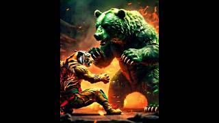 fire tiger and green bear kungfu fight animal fightingtiger shortsvideo kungfu ku [upl. by Delamare647]