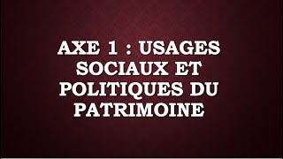 THGGSP  Usages sociaux et politiques du patrimoine [upl. by Dikmen329]