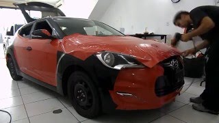 Veloster envelopado em Vermelho alto brilho  HMD Car [upl. by Dorey522]