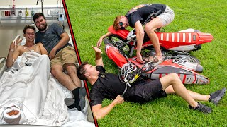 BackYard PIT BIKE RACE GONE WRONG Huge WRECK [upl. by Kelwin869]