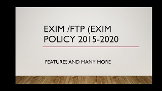 EXIM FTP policy Salient features of EXIM policy 20152020‼️ [upl. by Ahsekim856]