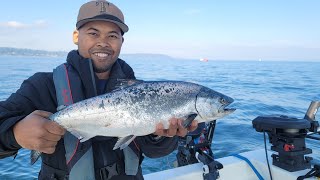 My First Time Salmon Trolling On The Boat [upl. by Ymmat595]