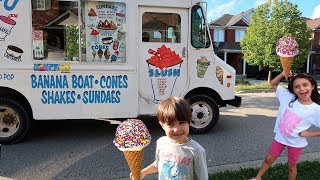 Kids Buy Ice Cream from the Ice Cream truck Family Fun Vlog [upl. by Yessak196]