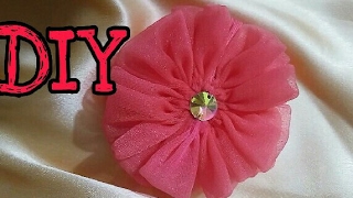 DIY Tutorial How to make Easy Fabric Flower Rose  How to make a circular Tulle flower  net flowers [upl. by Black]