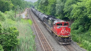 Rear DPUDetour CN U714 Loaded Ethanol Climbs the Copetown Escarpment [upl. by Shantha]