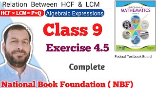 Class 9 Exercise 45 NBF Maths Ex 45 Class 9th federal board FBISE Math national Book foundation [upl. by Herodias]