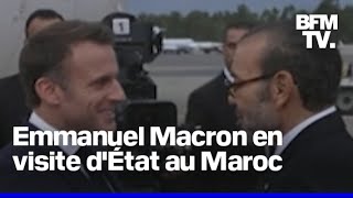 Dîner dÉtat défilé dans la capitaleEmmanuel Macron en visite au Maroc [upl. by Amedeo]