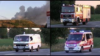 Brennt Mülldeponie Einsatzfahrten zum Großbrand in Büttelborn am 26072018 [upl. by Akenor14]