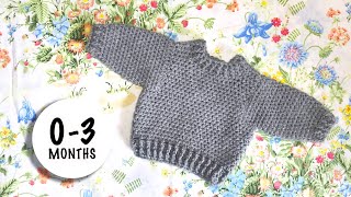 EASY Crochet pullover sweater for baby 03 months  Last Minute Laura [upl. by Sproul]