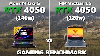 RTX 4050 120w vs RTX 4050 140w Gaming Benchmark  Acer Nitro 5 vs HP Victus 15 Gaming Test [upl. by Nicholson]