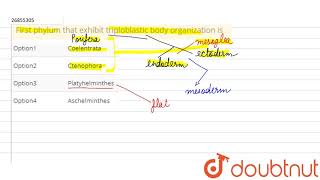 First phylum that exhibit triploblastic body organization is [upl. by Ailimaj]