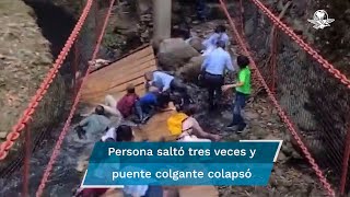 Puente colgante colapsó por “imprudencia de quien empezó a saltar” alcalde de Cuernavaca [upl. by Ynej]