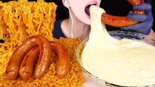 ASMR KIELBASA SAUSAGE STRETCHY CHEESE CARBO SPICY FIRE NOODLE COOKING MUKBANG 소세지 먹방 EATING SOUNDS [upl. by Celka600]