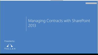 Managing Contracts with SharePoint 2013 [upl. by Aruasi]