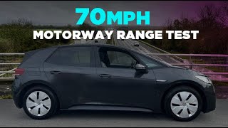 VW ID3 70mph Motorway Range Test  how far will it go [upl. by Enrak]