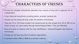 General Characters of Viruses  Microbiology with Sumi [upl. by Kristan]