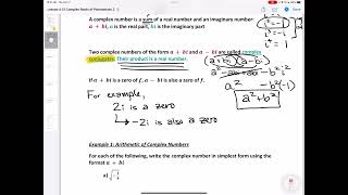 Lesson 412 part 1 Complex Roots of Polynomials [upl. by Notned]