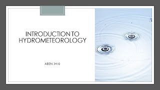 Introduction to Hydrometeorology [upl. by Meehaf]