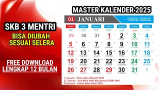 FREE DOWNLOAD MASTER KALENDER 2025 SUDAH SAMA DENGAN SKB 3 MENTRI KALENDER JAWA KALENDER HIJRIYAH [upl. by Armelda]