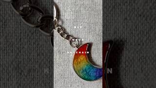 Crescent moon keychain diy resin resinaccessories rainbow [upl. by Zealand]