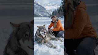 Girl saves wolf trapped in a net animals [upl. by Gabel]