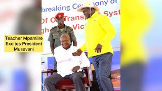 Teacher Mpamire excites people at President Musevenis 79th birthday in Kololo [upl. by Ahseihs621]